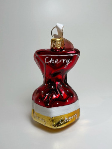 Kruzel Стеклянная елочная игрушка ручной работы Конфета с вишневой начинкой - 7,5 см, цвет - красный
