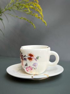 Seletti Kintsugi Фарфоровая кофейная пара для эспрессо, цвет - белый, красный, синий, золотой