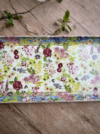 Gien Millefleurs Прямоугольная тарелка для кекса, размеры: 36х15,5 см, цвет - белый, разноцветный