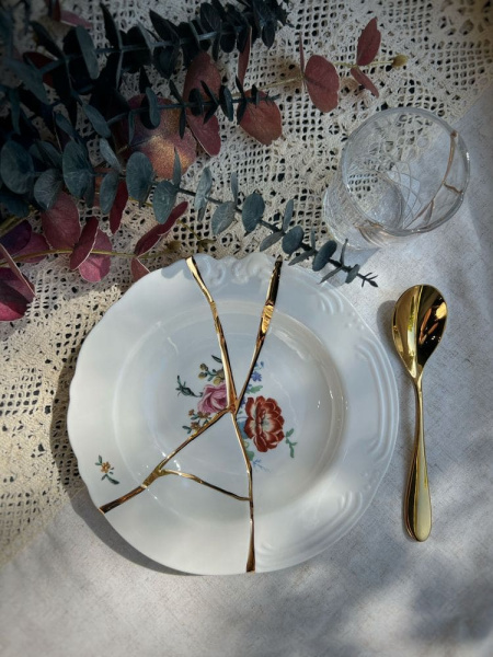 Seletti Kintsugi Тарелка для супа, диаметр - 22 см, цвет - белый, красный, золотой