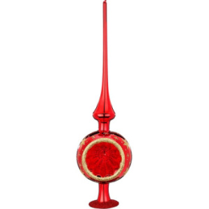 Inge Glas Стеклянная елочная Пика с отражателем, размеры: 10х10х36h см, цвет - красный, зеленый