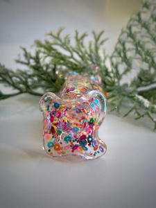 ShiShi Стеклянная елочная игрушка Прямоугольная карамель с пайетками, высота - 10 см, прозрачный