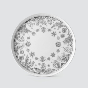 Farforite Фарфороое блюдо Время предвкушения, диаметр - 27 см, цвет - белый, серебряный