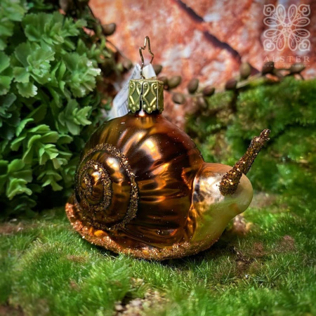 Inge Glas Стеклянная елочная игрушка Улитка, размер - 6 см