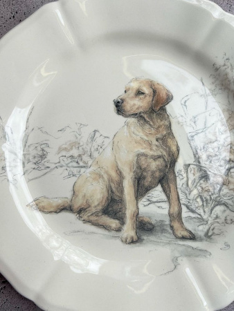 Gien Sologne Dogs Десертная тарелка с рисунком Labrador (Лабрадор), диаметр - 23,2 см
