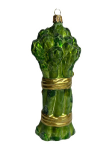 Kruzel Стеклянная елочная игрушка Спаржа, высота - 16 см, цвет - зеленый