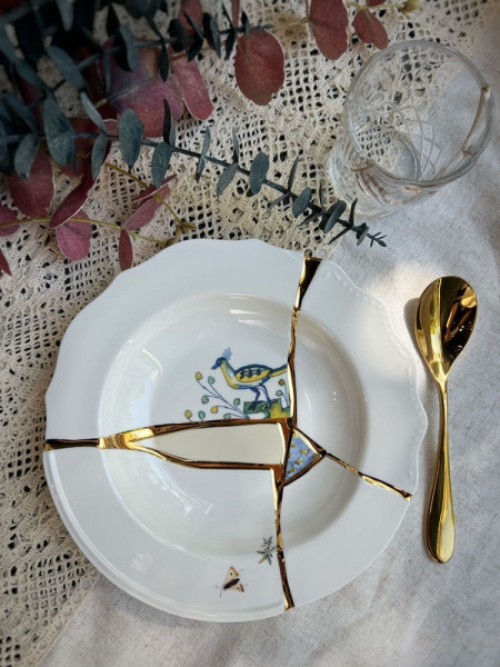 Seletti Kintsugi Тарелка для супа, диаметр - 22 см, цвет - белый, зеленый