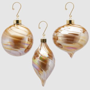 EDG Набор из 3-х стеклянных шаров с перламутровыми разводами, цвет - бежевый