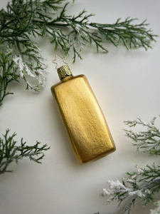 Inge Glas Стеклянная елочная игрушка Слиток золота, высота - 8,5 см