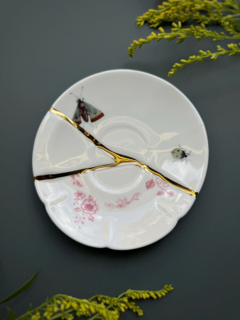 Seletti Kintsugi Фарфоровая кофейная пара для эспрессо, цвет - белый, красный, золотой