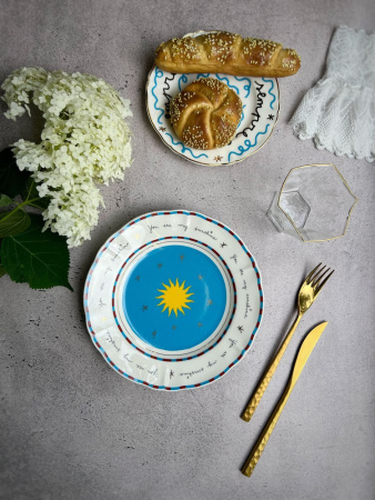Bitossi Home Passion Fruit Десертная тарелка с декором Sole (солнце), диаметр - 20,5 см