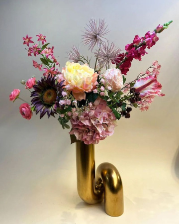 Pols Potten Yourtube Gold Керамическая ваза, размеры: 20х20х37h см, цвет - золотой