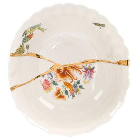 Seletti Kintsugi Салатник, 19x19x7,2см, белый/разноцветный/золотой