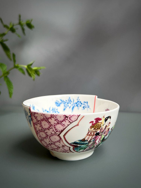 Seletti Hybrid Фарфоровая пиала Cloe, размеры: 10,5х10,5х5,7 см, цвет - белый, синий, розовый