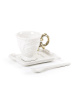 Seletti I-Wares Фарфоровая кофейная пара с ложечкой, размеры: 7х7х7h см, цвет - белый, золотой