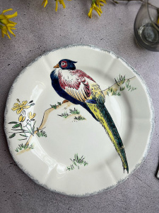 Gien Grands Oiseaux Десертная тарелка с рисунком Faisan Lady Amherst (Фазан Леди), диаметр - 26,3 см
