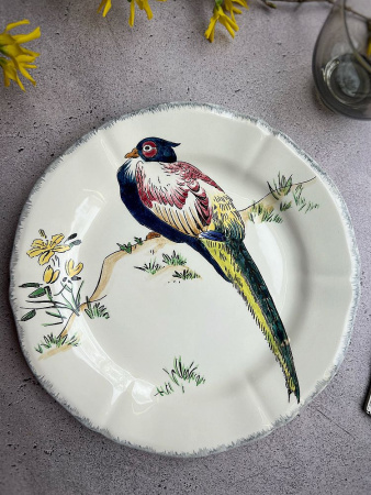 Gien Grands Oiseaux Десертная тарелка с рисунком Faisan Lady Amherst (Фазан Леди), диаметр - 26,3 см