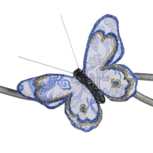 Goodwill Елочная игрушка на прищепке Бабочка, размер - 11 см, цвет - белый, синий