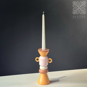 EDG Керамический подсвечник, размеры: 12х9х29 см, цвет - оранжевый, белый, розовый