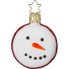Inge Glas Стеклянная елочная игрушка Макарон со снеговиком, размер - 5,5 см