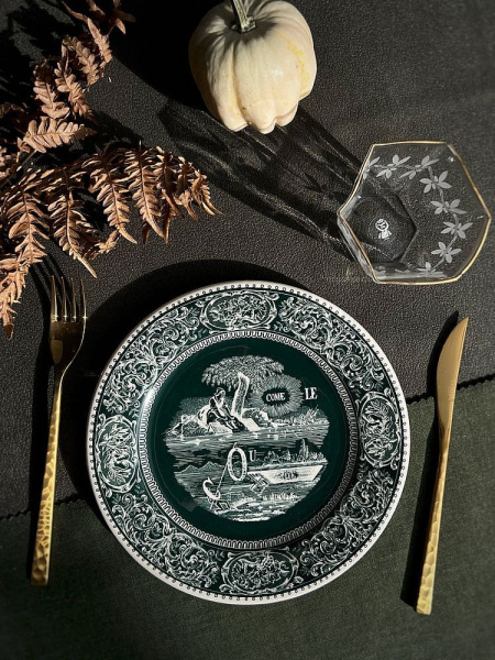 Gien Les Depareillees Десертная тарелка Ребус, диаметр - 22 см, цвет - темно-зеленый