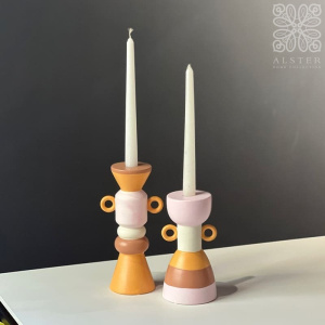 EDG Керамический подсвечник, размеры: 11х9х20 см, цвет - розовый, оранжевый, коричневый