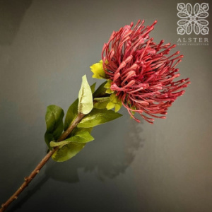 DPIG Искусственный цветок "Протея", 74 см, зеленый/бордовый