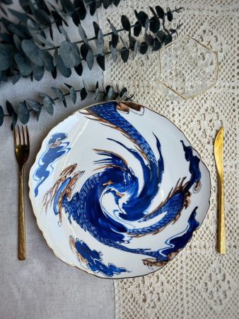 Seletti Classics on Acid Тарелка для основного блюда Imari Dragon, диаметр - 28 см, белый, синий