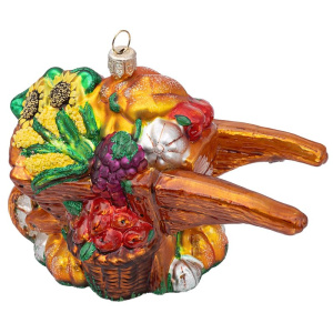 Impuls Стеклянная елочная игрушка Телега с урожаем, размер - 12 см