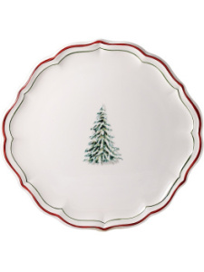 Gien Filet Noel Тарелка для торта, диаметр - 31,7 см, цвет - белый, зеленый, красный