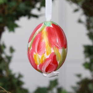 Peter Priess Пасхальное куриное яйцо с гладкой росписью "Тюльпан"