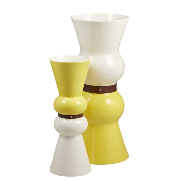 Gien Siam Декоративная ваза, диаметр - 12,3 см, высота - 32 см, цвет - желтый, молочный
