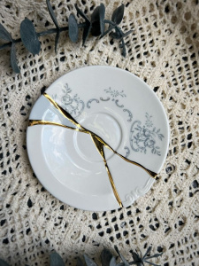 Seletti Kintsugi Фарфоровая кофейная пара для эспрессо, цвет - белый, красный, синий, золотой