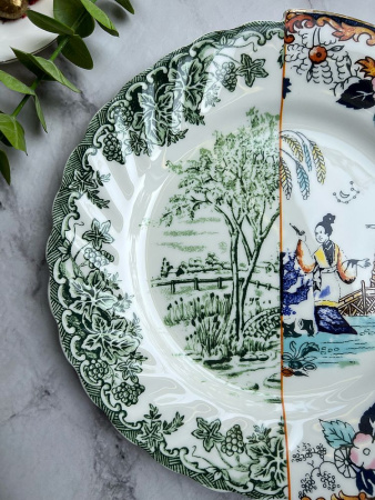 Seletti Hybrid Фарфоровая обеденная тарелка Ipazia, диаметр - 27,5 см, белый, зеленый, оранжевый
