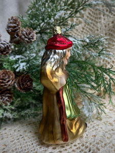 Inge Glas Стеклянная елочная игрушка Ведьма с вороном, размеры - 14,5 см