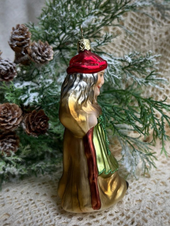 Inge Glas Стеклянная елочная игрушка Ведьма с вороном, размеры - 14,5 см
