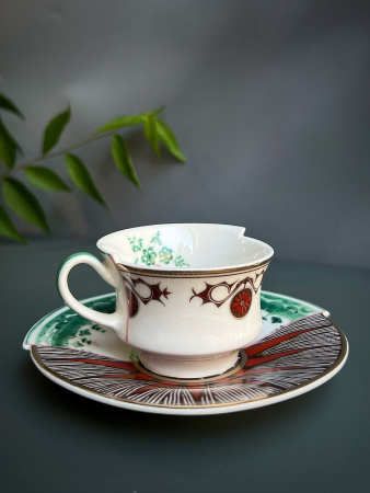 Seletti Hybrid Chucuito Фарфоровая кофейная пара для эспрессо, цвет - коричневый, изумрудный