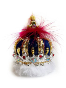 Kruzel Стеклянная елочная игрушка ручной работы Корона с кристаллами, цвет- бордовый