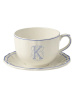 Gien Filet Bleu Monogramme Чайная пара с буквой К, объем - 450 мл, цвет - белый, синий