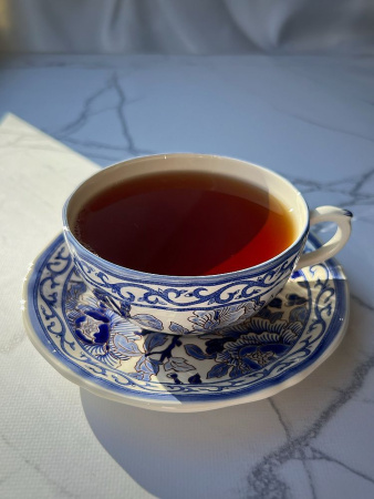 Gien Pivoines Bleu Чайная пара из французского фаянса 300 мл, ручная роспись, цвет - синий