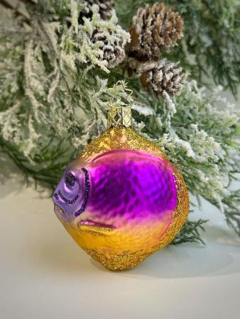 Inge Glas Стеклянная елочная игрушка Королевская рыба, размер - 8 см