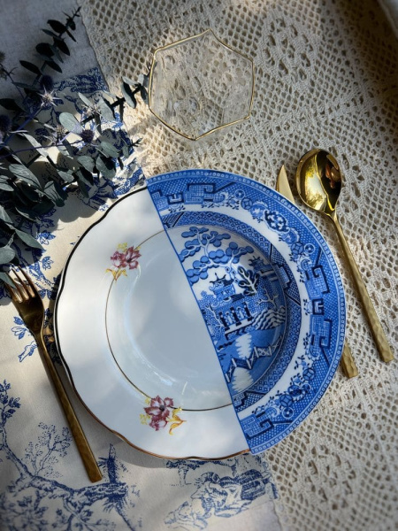 Seletti Hybrid Тарелка для супа Fillide, диаметр - 25,4 см, цвет - белый, синий