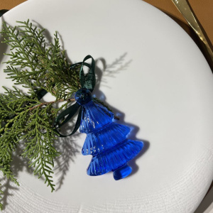 Гусь хрустальный Хрустальная фигурка Елочка, 6,4х10 см, цвет - васильковый (вертикальные полосы)