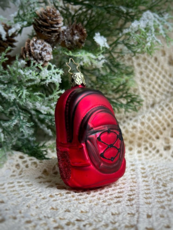 Inge Glas Стеклянная елочная игрушка Рюкзак, размер - 8,5 см, цвет - красный