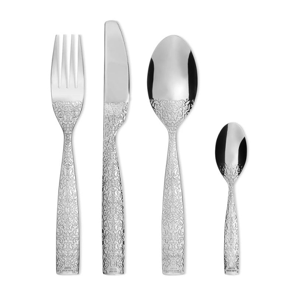 Alessi Dressed Набор столовых приборов на 6 персон из 24 предметов с узором, нержавеющая сталь