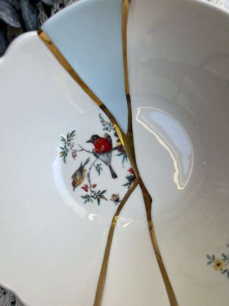 Seletti Kintsugi Салатник, размеры: 19х19х7,2 см, цвет - белый, разноцветный, золотой