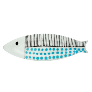 Pomax Vidro Стеклянное блюдо "Рыба", 42х13,5 см, прозрачный/голубой/черный