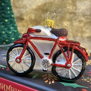 Impuls Стеклянная елочная игрушка Велосипед, размер - 8 см