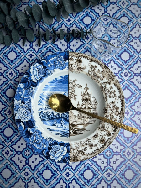 Seletti Hybrid Тарелка для супа Sofronia, диаметр - 25,4 см, белый, синий, коричневый