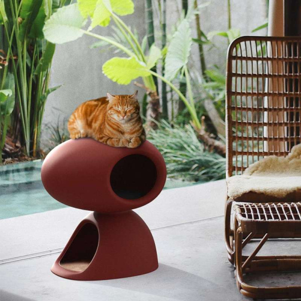 Qeeboo Cat cave Домик для кота, размеры: 51х42х57 см, цвет - бордовый
